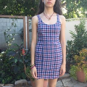 Plaid Blue Red Tartan Fuzzy Dress Checkered Brandy